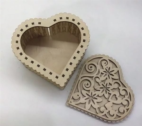 Laser Cut Heart Shaped Gift Box Drawing