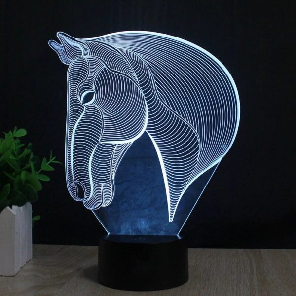Laser Cut Horse Head 3D Optical Illusion Lamp Free Vector