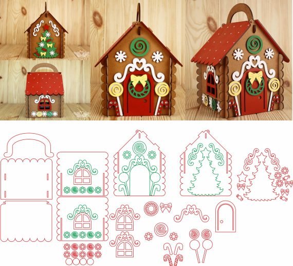 Laser Cut House Christmas Gift Vector File Free