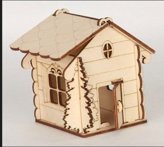 Laser Cut House Shaped Box With Tree CDR File