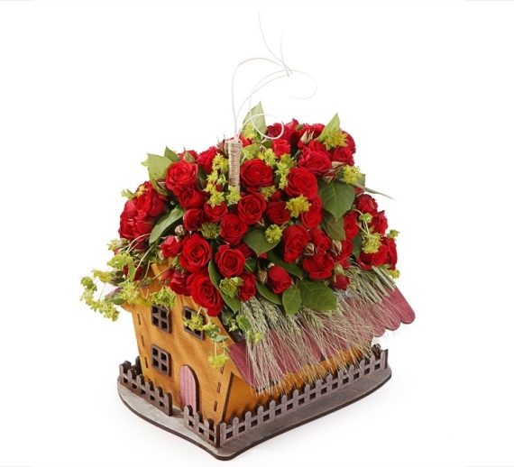 Laser Cut House Shaped Flower Box Valentine's Day Decorations CDR File