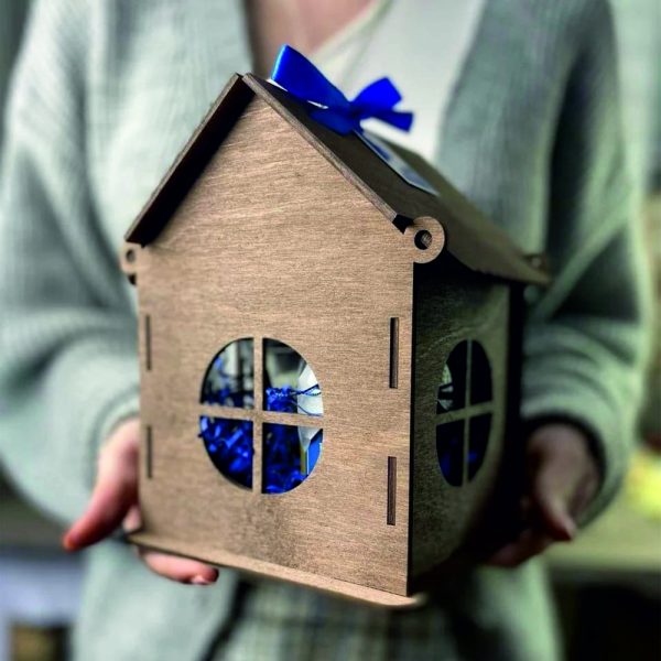 Laser Cut House Shaped Gift Box Free Vector