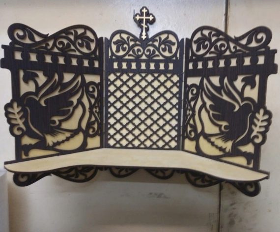 Laser Cut Iconostasis Wooden Shelf For Icons CDR File