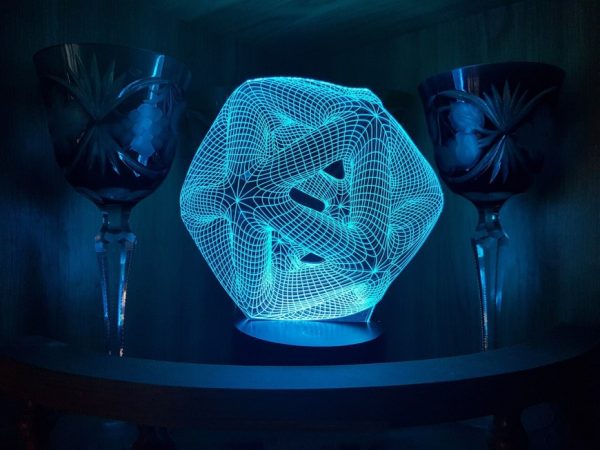 Laser Cut Icosahedron 3D Night Light Acrylic Optical Illusion Lamp Free Vector