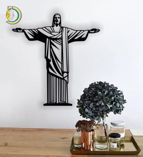 Laser Cut Jesus Statue Wall Panel Free Vector