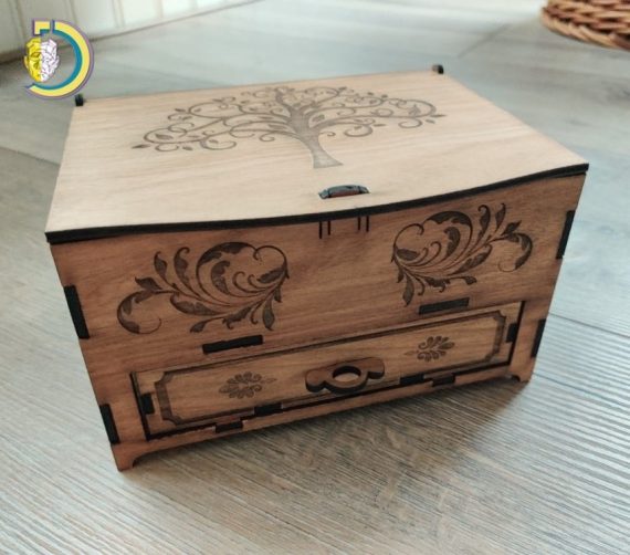 Laser Cut Jewelry Box With Drawer 3mm Free Vector