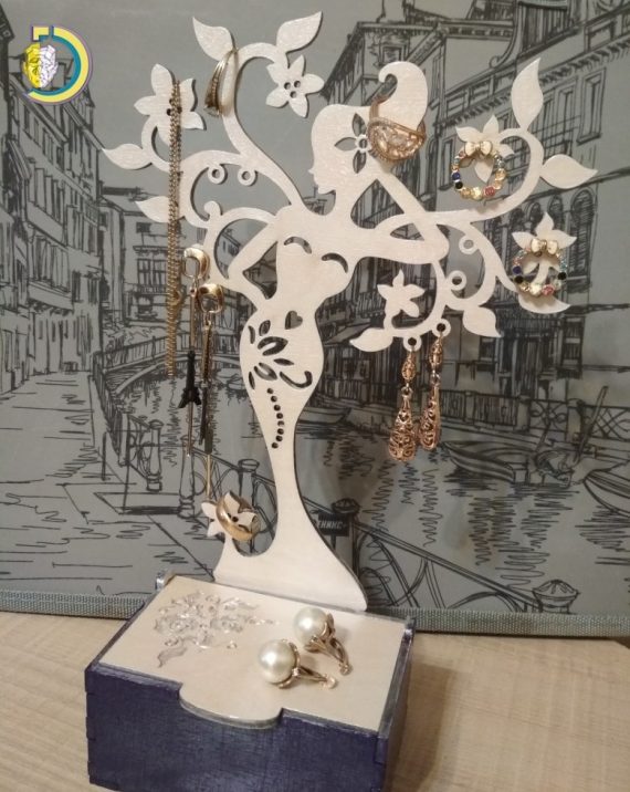 Laser Cut Jewelry Organizer Wooden Jewelry Storage Tree Stand Free Vector