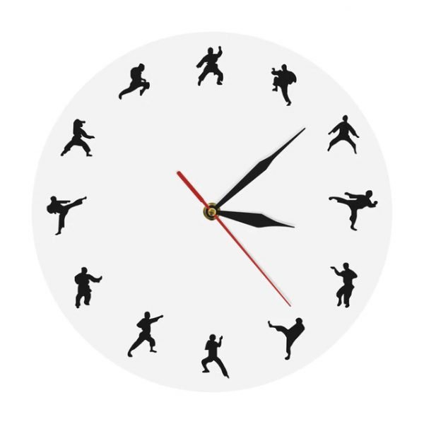 Laser Cut Karate Wall Clock Martial Arts Fighting Sports Kung Fu Wall Decor Free CDR Vectors Art