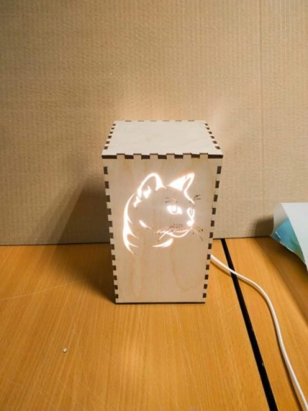 Laser Cut Kitty Cat Night Light Lamp CDR File