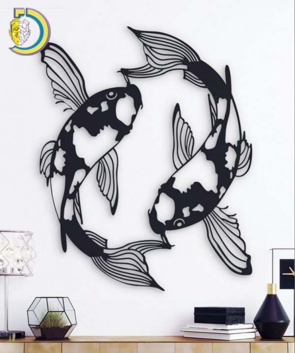 Laser Cut Koi Fish Metal Wall Decor Free Vector dxf Download