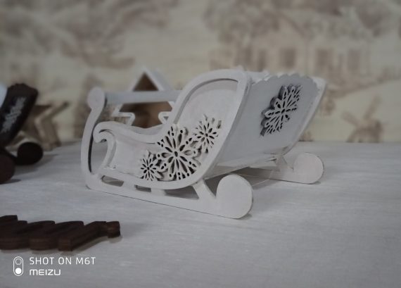 Laser Cut Layout of Christmas Sleigh Drawing