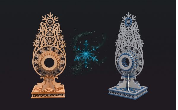 Laser Cut Layout of Stand for snowflake watch DXF File Free