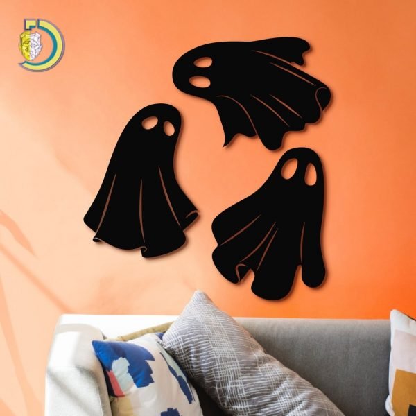 Laser Cut Metal Flying Ghosts Wall Decor Free Vector