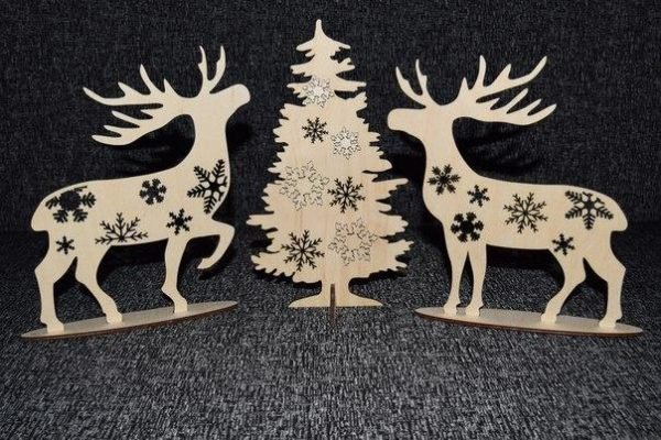 Laser Cut Mini Christmas Tree And Deer For Desk Christmas Ornaments CDR File