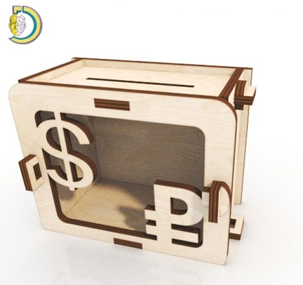 Laser Cut Money Box Plywood 5mm Free Vector