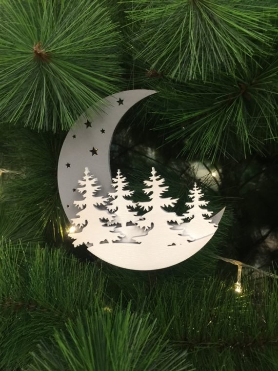 Laser Cut Moon Christmas Decoration CDR File