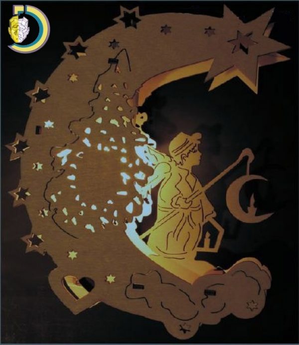 Laser Cut Moon Lamp Night Light Free Vector cdr Download