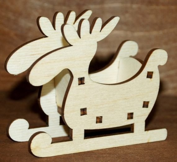 Laser Cut Moose Sleigh Christmas Ornament CDR File