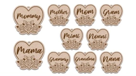 Laser Cut Mother's Day Keychain SVG Free Vector