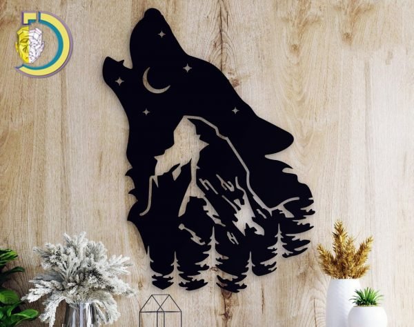 Laser Cut Mountain in Wolf Layout Free Vector dxf Download