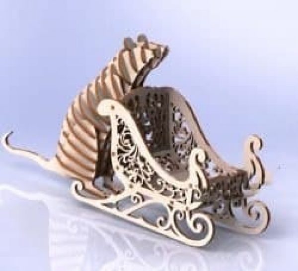 Laser Cut Mouse with Sleigh - Dezin.info