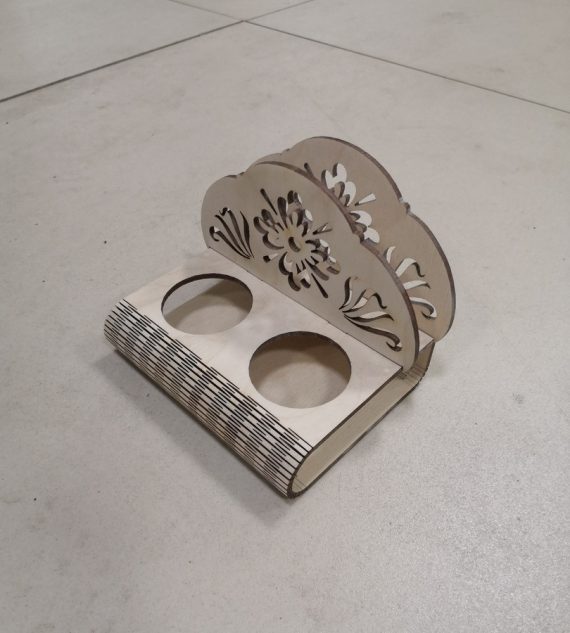 Laser Cut Napkin Stand With Cup Holder CDR File