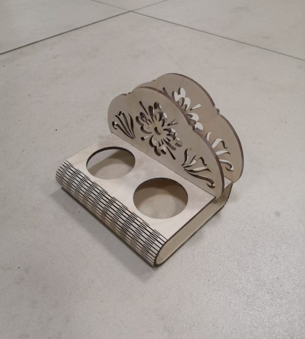 Laser Cut Napkin Stand With Cup Holder Free CDR Vectors Art