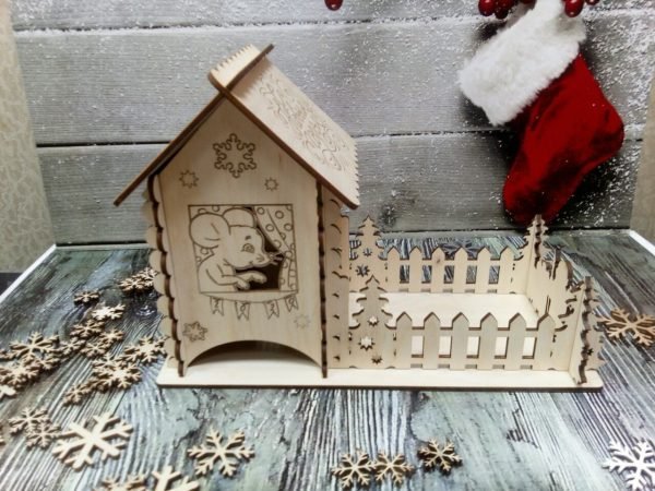 Laser Cut New Year Christmas Tea House CDR File