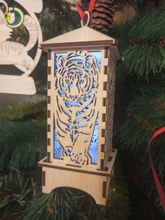 Laser Cut New Year Christmas Tiger Lamp Free Vector