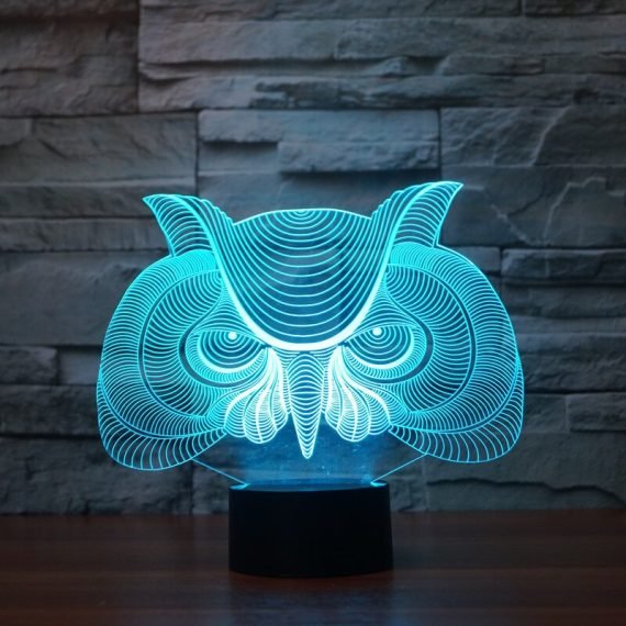 Laser Cut Owl 3D Illusion Desk Lamp Acrylic Night Light CDR File