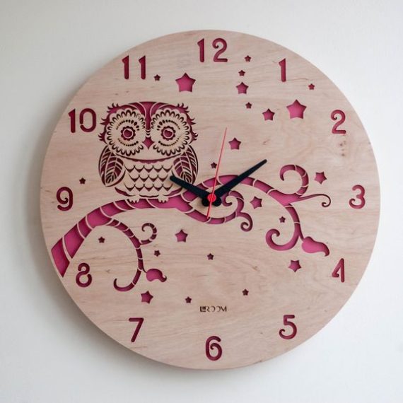Laser Cut Owl Clock Star Drawing