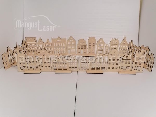 Laser Cut Panorama of houses