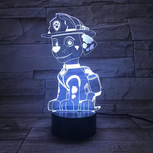 Laser Cut Paw Patrol 3D Acrylic LED Night Light Anime Free Vector cdr Download