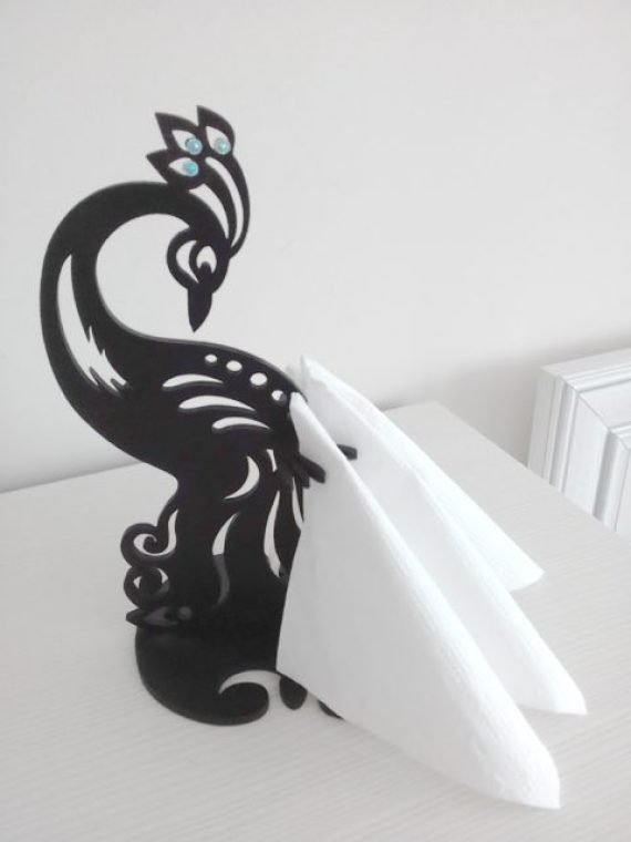 Laser Cut Peacock Paper Napkin Holder Template