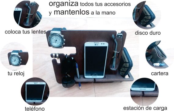 Laser Cut Phone Docking Station Glasses Holder Wallet Stand Watch Organizer Free CDR Vectors Art