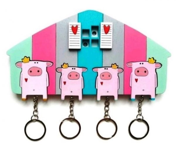Laser Cut Pig Key Hanger Free Vector cdr Download