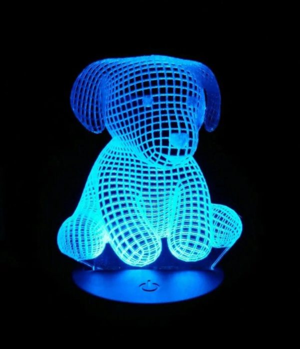 Laser Cut Puppy Dog 3D Illusion Lamp Free Vector