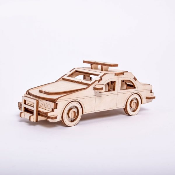Laser Cut Puzzle Model of a Police Car Free Vector