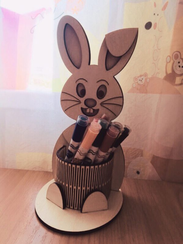 Laser Cut Rabbit Pen Holder CDR File