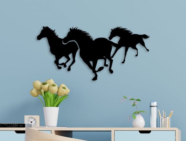Laser Cut Running Horses Wall Art Free CDR Vectors Art