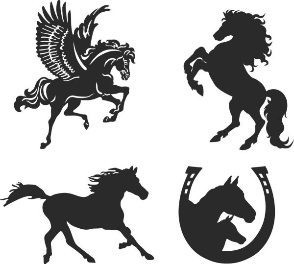 Laser Cut Set of horses Layout vector file free