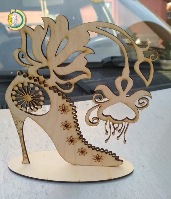 Laser Cut Shoe Shaped Jewelry Stand CDR Free Vector