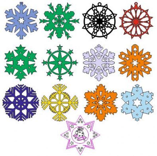 Laser Cut Snowflakes Layout DXF File Free