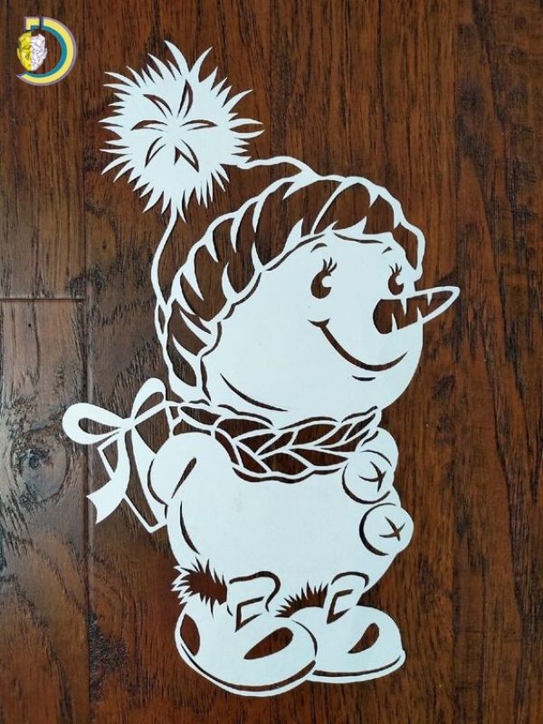 Laser Cut Snowman Christmas Window Decoration Free Vector