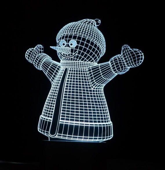 Laser Cut Snowman Decor 3D Acrylic Lamp CDR File