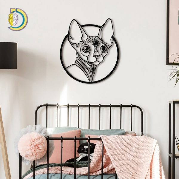 Laser Cut Sphynx Cat Panel Wall Decor Free Vector
