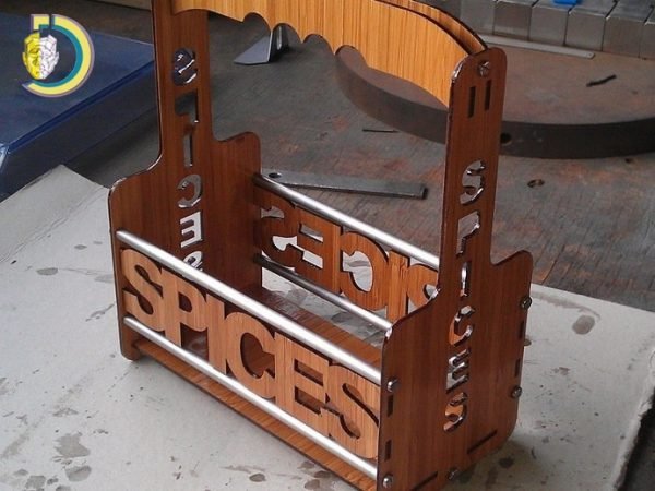 Laser Cut Spice Caddy With Handle Free CDR Vector