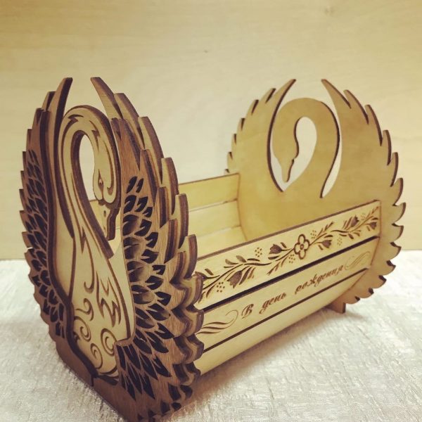 Laser Cut Swan Candy Bowl 4mm Free CDR Vectors Art