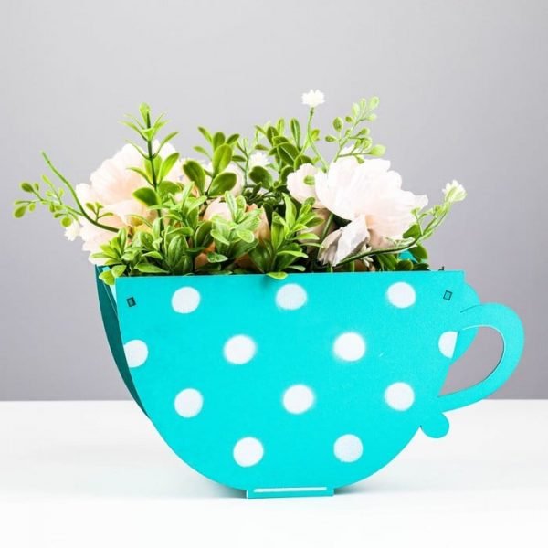 Laser Cut Tea Cup Flower Box Free Vector cdr Download