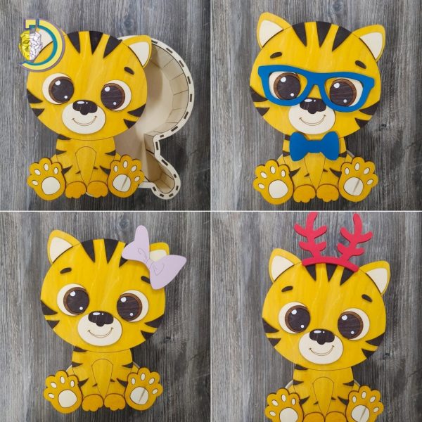 Laser Cut Tiger Gift Box Free Vector